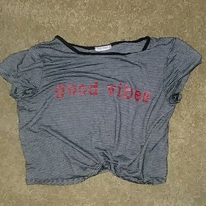 Good vibes striped tied tee